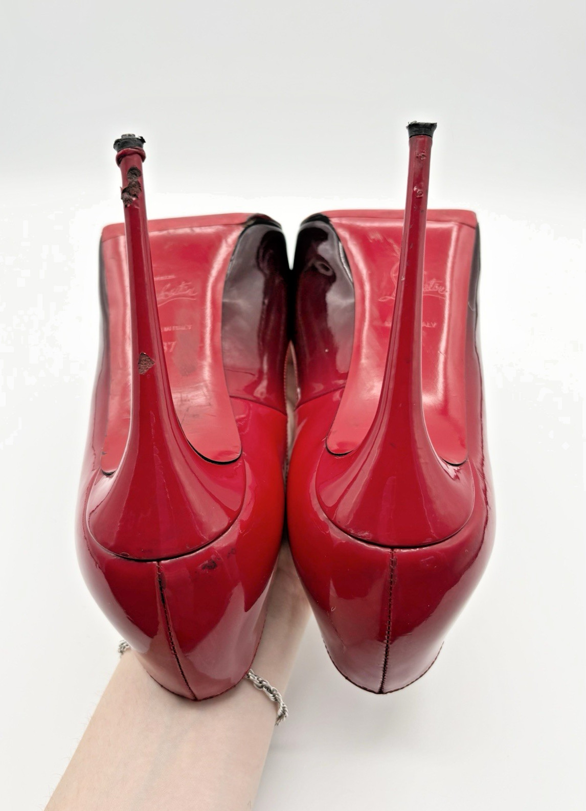 Christian Louboutin Red/Black Ombre Patent Leather Very Prive Pumps Sz EU 37