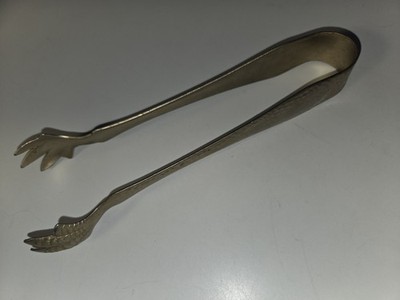 Vintage Hand Hammered Bird Claw Aluminum Ice Tongs Unmarked 6 5/8''