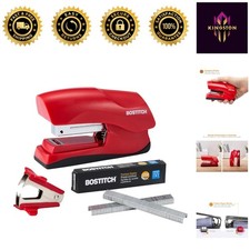 Flat Clinch Red Stapler - 180-Degree Open, Ideal for Office Classroom Use