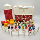Vintage 1967 Fisher-Price Little People Farm Barn & Silo Set 30 Pieces-14 People