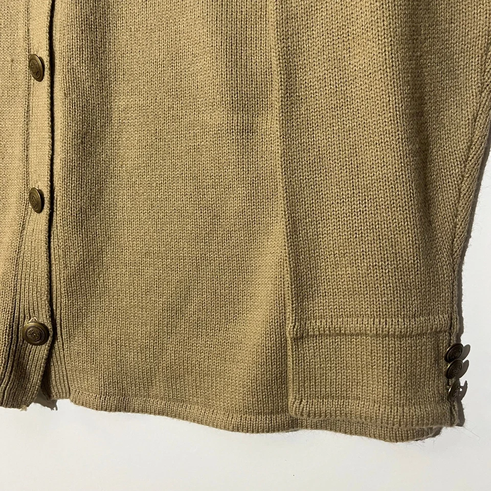 Camisa feminina manga longa vintage anos 90 malha acrílica veado branco bronzeado botão GG - Imagem 2 de 4