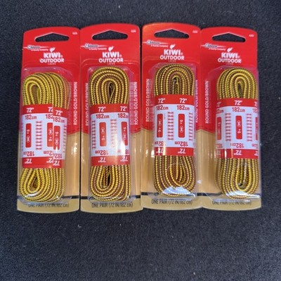 4 Packs Kiwi Outdoor Shoe Laces Round Gold/Brown 72'' 183 cm 9+ Eyelets 4606