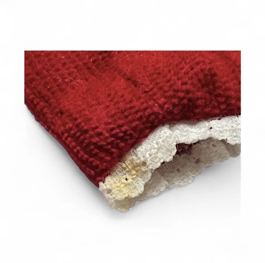 Vestido vintage rojo para niñas bordado manga encaje ribete plisado hecho a mano Foto 3 de 4