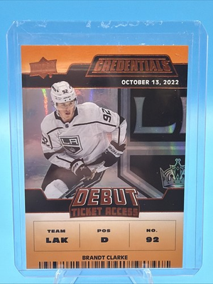 #ad 2022 Credentials Debut Ticket Access Orange 94 149 Brandt Clarke Rookie LA Kings $12.99