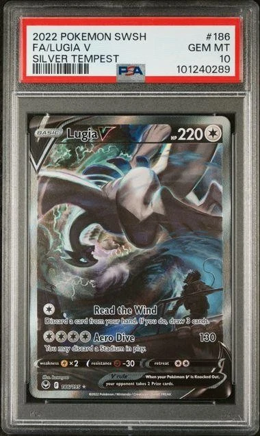 2022 Pokemon Silver Tempest Lugia V Full Art #186 PSA 10