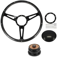 Cj Classics Steering Wheel Kit Black Forest 15 9-bolt 3-spoke Slotted Black ...