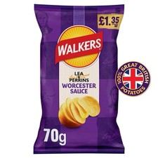 Walkers Crisps Worcester Sauce18 x 70g Lea & Perrins Flavour free fast delivery
