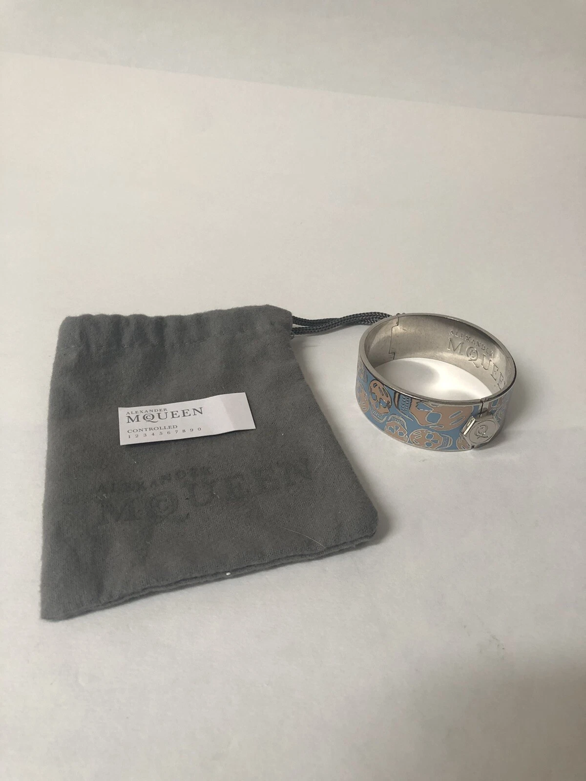 Bracciale Bracciale Alexander McQueen Smalto Teschi Blu Marrone