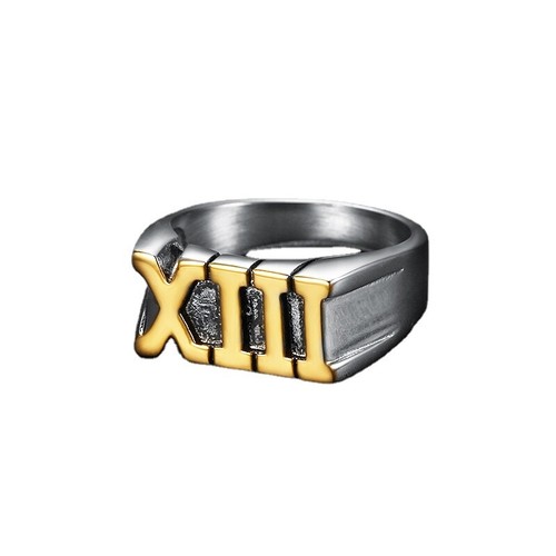 Mens Stainless Steel Roman Numeral Biker Lucky Number 13 Ring Size 7-14 - Picture 3 of 11