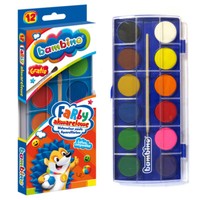 12 Farben Bambino Aquarellfarben Deckfarbkasten Wasserfarben Malkasten + Pinsel