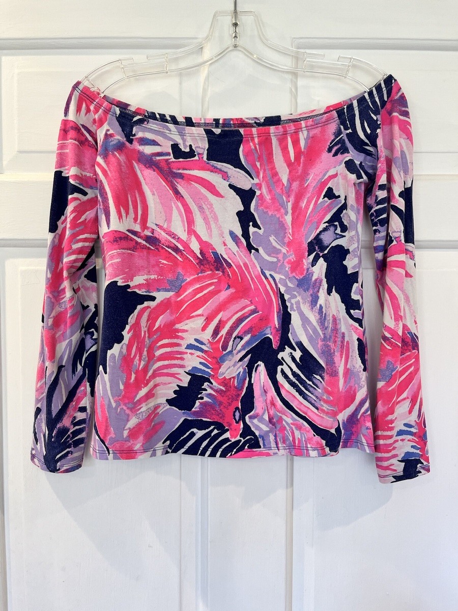 Lilly Pulitzer Audelia Shirt Blouse Top Off the Shoulder XS S