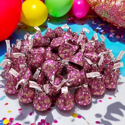HERSHEY'S KISSES RAINBOW BROWNIE MILK CHOCOLATE Candies, BULK VALUE LIMITED NOW!