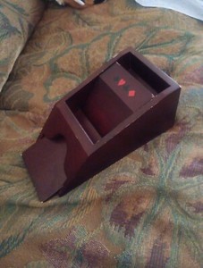 Dark red Wood Blackjack Shoe Single deck Used W Wear & Tear works Great Though