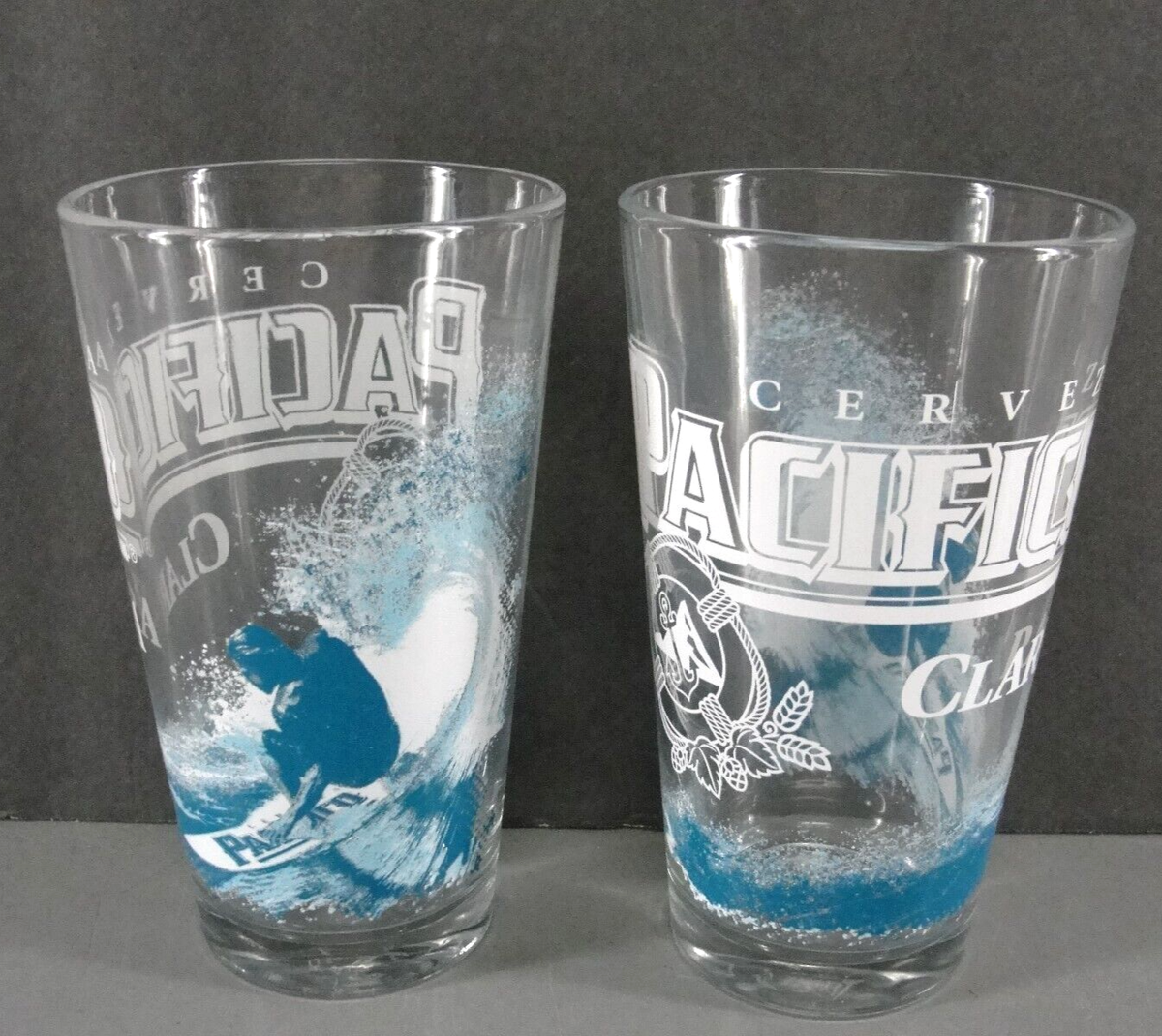 PACIFICO CLARA BEER PINT DRINKING GLASS LOT 2 SURFER SURF BAR MANCAVE 16oz  NEW | eBay