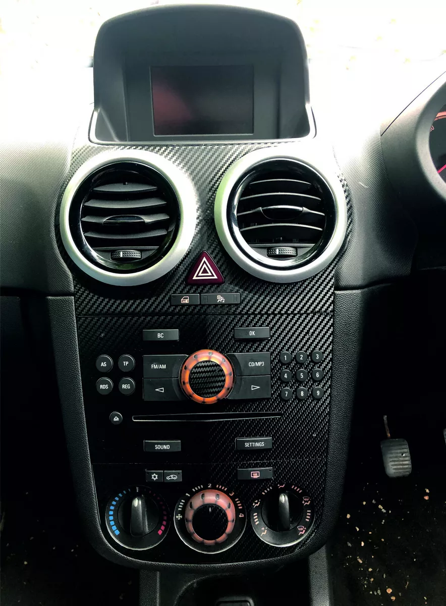 CORSA D fitting 3D Carbon fibre effect centre dash surround trim 2006 2014
