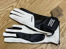 Burberry Leather Gloves - Fashion Ladies Yody Gloves - Black & White NEW GENUINE
