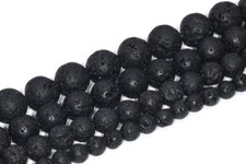 Natural Black Volcanic Lava Beads Grade AA Round Loose Beads 4/6/8/10/12MM