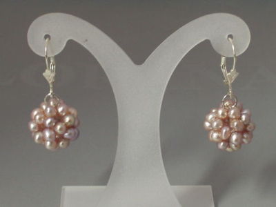 585 Gold Weisgold Weißgold Ohrhänger Brisuren Ohrringe mit Perlenball rose SWP
