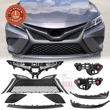 Fit 2018-2020 Camry SE Front Bumper Upper Lower Grille Mesh Molding Trim + Cover