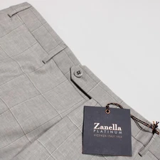 Zanella Platinum NWT Dress Pants Size 38 US Parker In Gray Plaid 100% Wool