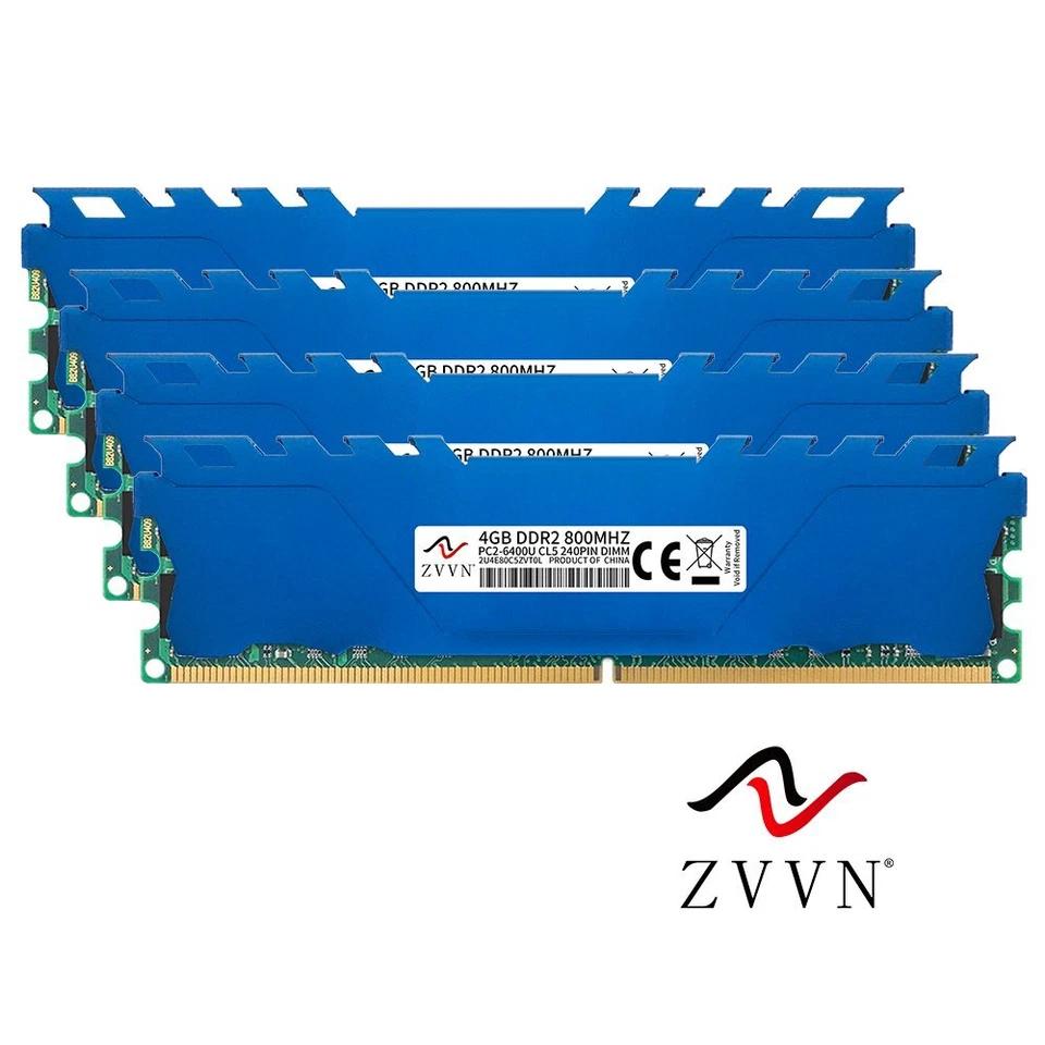 ZVVN 16 GB 8 GB 4 GB DDR2 800 MHz PC2-6400U CL5 Intel PC de escritorio memoria RAM LOTE azul - Imagen 2 de 4