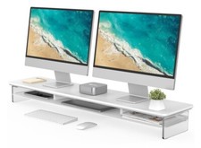 Fenge Acrylic Monitor Stand Riser, 42.5 Inches Acrylic Clear Dual Monitor Sta...