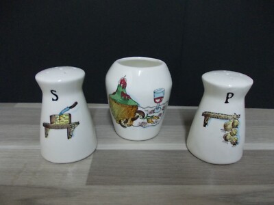 Vintage Ceramic Placemat, Menage, Salt, Pepper, Mustard, From Italy