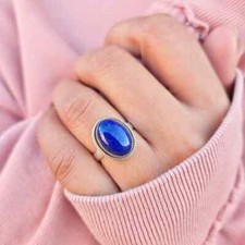 Lapis Lazuli 925 Sterling silver Band Statement Ring Handmade Ring All Size