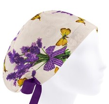 Scrub cap, scrub hat, surgery caps, surgical hats floral, lavender bouquet