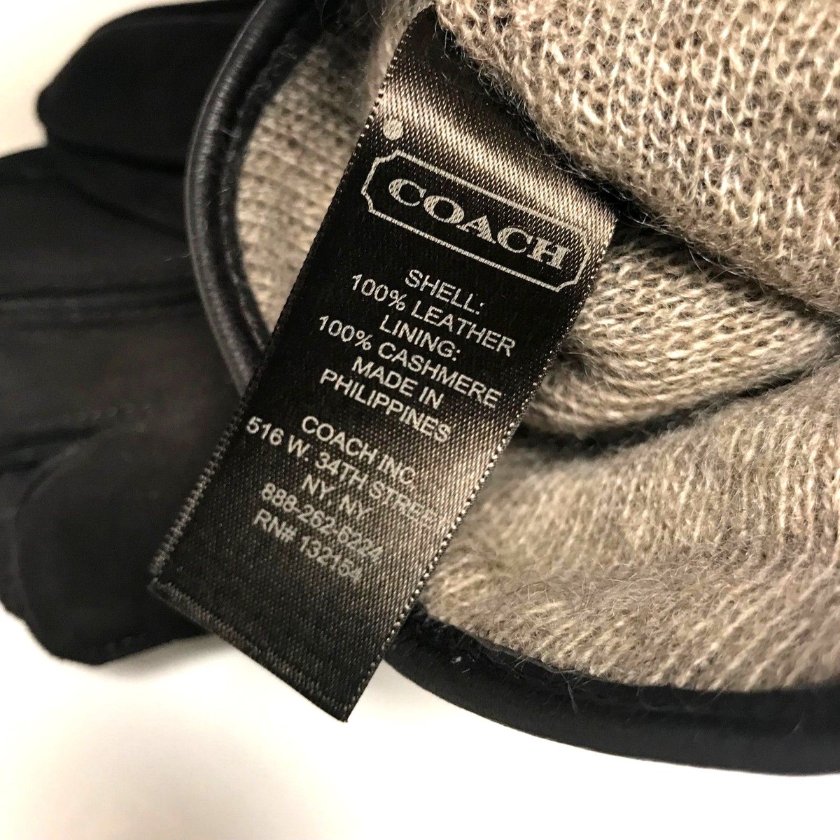 Coach Gloves Mens 100% Leather Nubuck Cashmere Lined, Mahogany