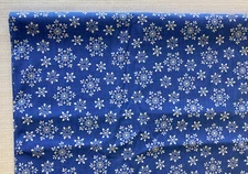 2.5 Yards X 43.5" Wide Vintage Fabric Snow Flakes Blue Background~Oakhurst NEW!