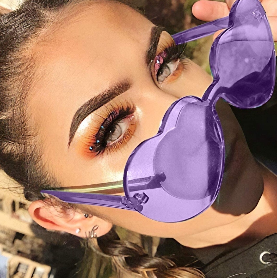 Purple Heart Shaped Rimless Candy Colored Sunglasses-image