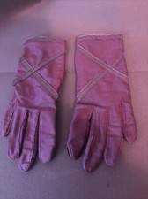 Vintage Driving Gloves Maroon Stretch Style One Size W/ Leather Palms  Fingers