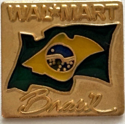 #ad Walmart Pin Lapel Brazil Gold Flag Collectable Walmart Always Square Pins $6.50