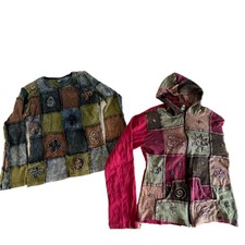 Vintage Kathmandu Patchwork Long Sleeve Shirt & Zip Jacket Womens Xl / Xxl Set