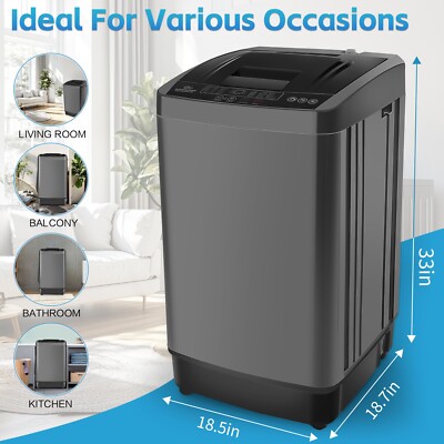 Portable Washing Machine 17.8Lbs Capacity 2.4 Cu.ft Laundry Washer w/Drain Pump@