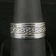 Ring Silver Twist Braid with Lines Band Sterling 925 Size 7.5 Ring Band 7 1/2