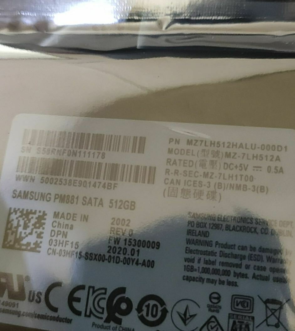 Samsung PM881 512GB SSD 2.5