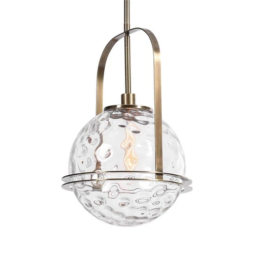 Uttermost Mimas 1-Light Steel and Glass Globe Pendant in Brass Finish - Picture 3 of 7