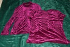 Vintage Retro Ladies LS Collection Maroon Velvet Jacket & Matching Top Size L2