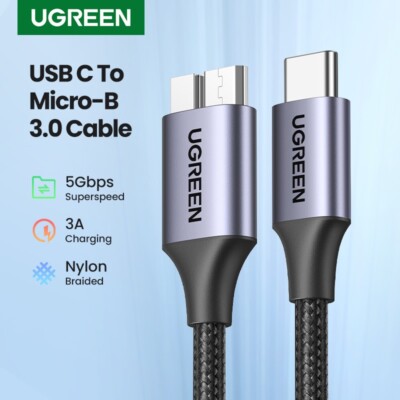 UGREEN USB C to Micro B 3.0 Cable 3A 5Gbps Fast Charging Cord For Macbook HDD