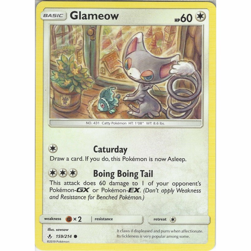 159/214 Glameow Common: Pokemon Trading Card Game SM-10 Unbroken Bonds