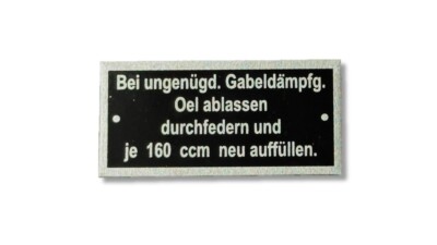 Gabeldämpfung Typenschild R12 R71 R75, KS 500, 600, 750 Schild id plate