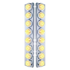 Air Cleaner Brackets Beehive Lights & Bezels f/ Peterbilt - Amber LED/Clear Lens