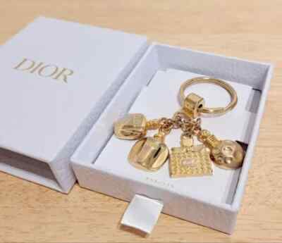 Christian Dior Keychain Bag Perfume Bottle Motifs Gold Accessory 4