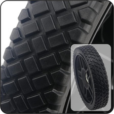 4 PCS 8 Inch Lawn Mower Wheels Black Plastic Spoked Replacement Tire for Hand Tr