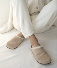 JENNI KAYNE- Shearling-Lined Moc Clog Natural Bedroom Slipper Slide On Casual