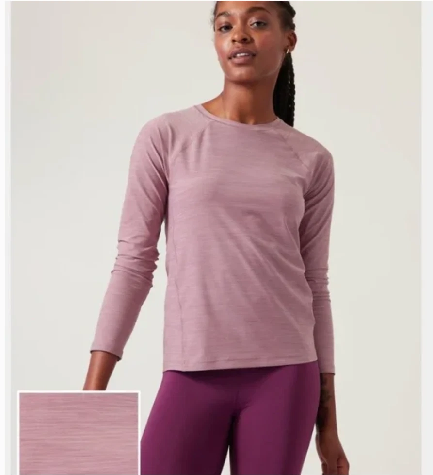 NWT Athleta Ultimate Train Textured Top Dark Sugarplum Heather, XXS