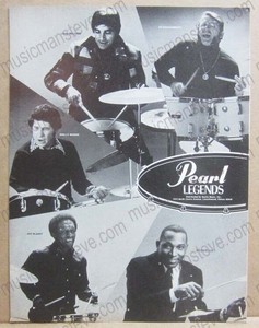 1970s PEARL DRUMS PRINT AD - Louie Bellson, Art Blakey, Cozy Cole, Shelly Manne