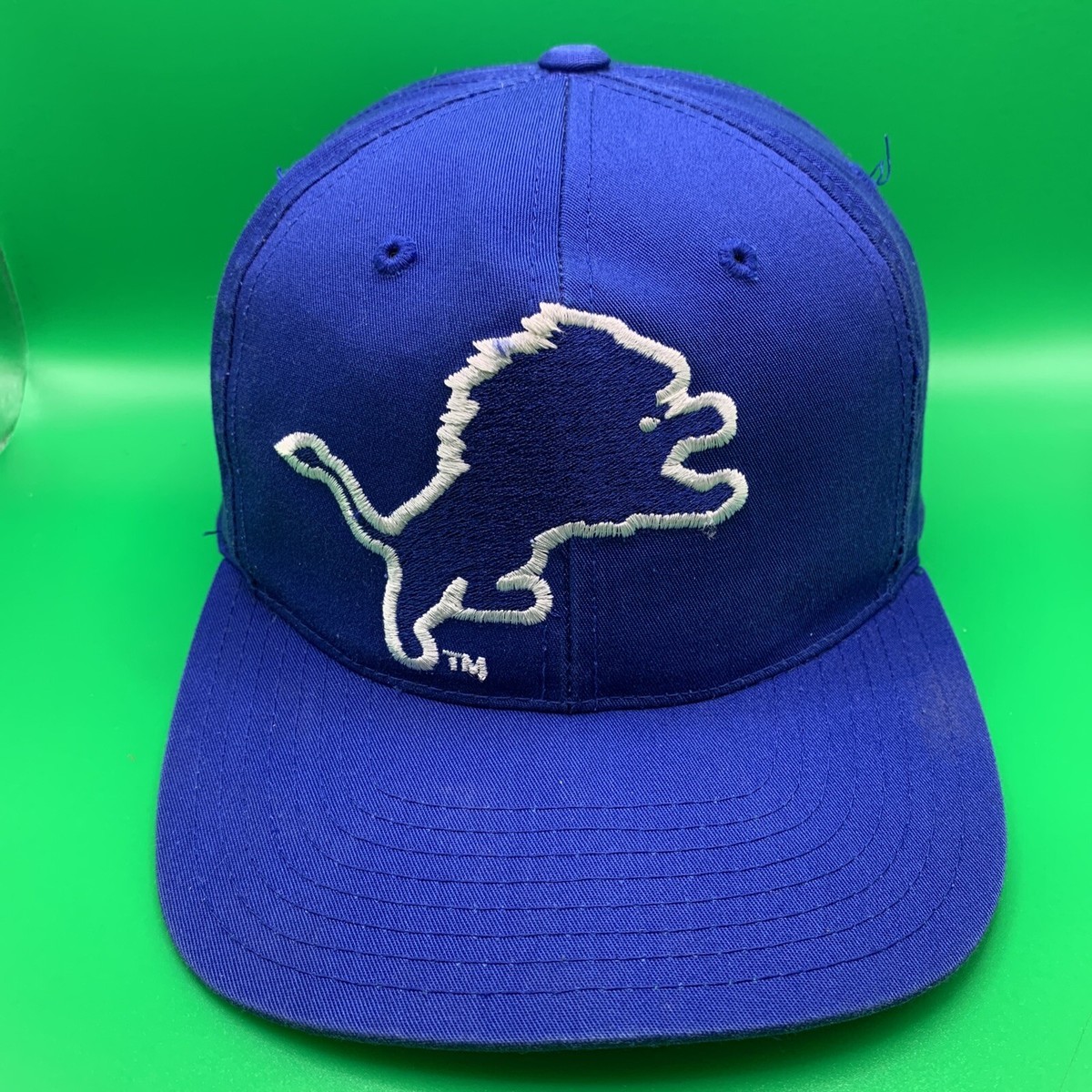 Vtg Detroit Lions Logo Hat Blue ANNCO Snapback Baseball Cap